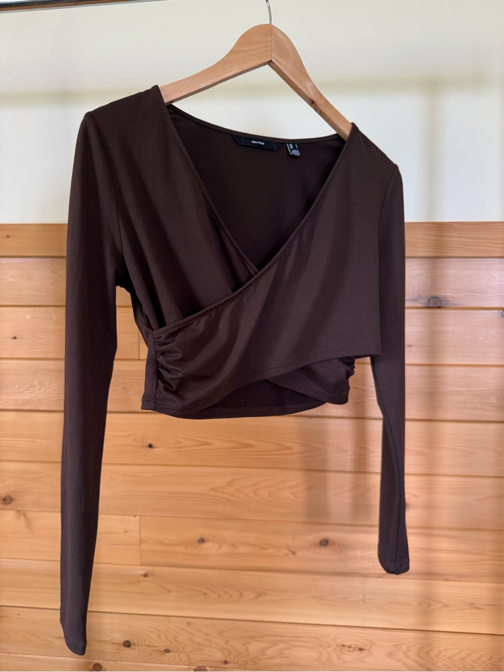Vero Moda Brown Cropped Wrap Top